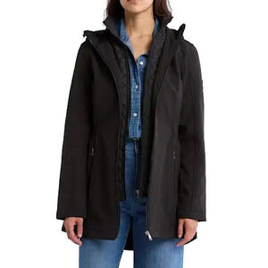 Lauren Ralph Lauren Loden Soft-shell Coat Jacket Black with Silver Hardware Sz L